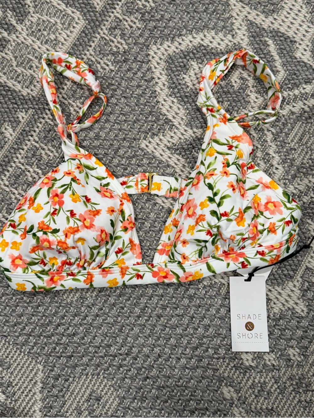 Shade & Shore White Floral Bikini Top